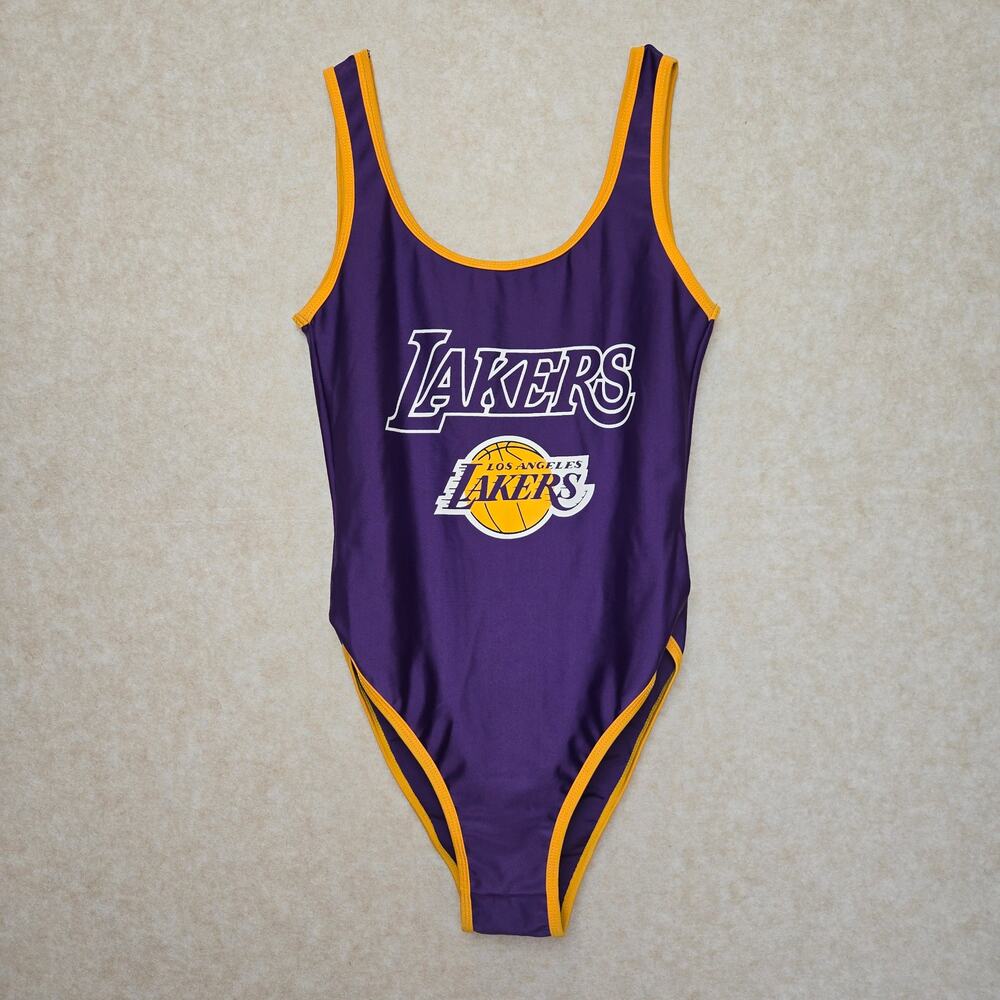 NBA Los Angeles Lakers Womens Small Purple Gold One Piece Swimsuit Bodysuit